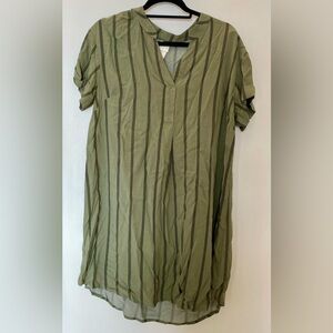 H&M Olive Striped V-Neck Dress